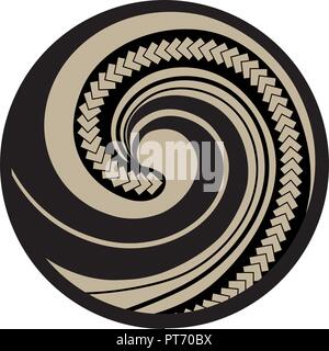 Koru. Maori Symbol ist eine spiralförmige Form auf der Grundlage von Silver fern Wedel Stock Vektor