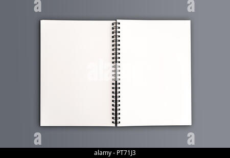 Leere offene Spirale Notizen auf dem Schreibtisch Stockfoto