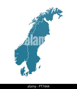 Vector Illustration mit Silhouette von Skandinavien Stock Vektor