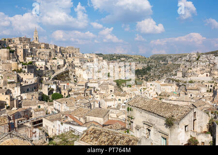 Panorama und das Stadtbild der alten Stadt Matera in der Basilikata, Italien Stockfoto