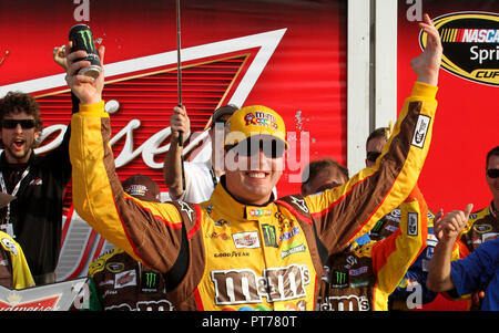 Kyle Busch feiert den Gewinn der NASCAR Sprint Cup Budweiser Duell #2, bei Daytona International Speedway in Daytona, Florida am 21. Februar 2013. Stockfoto