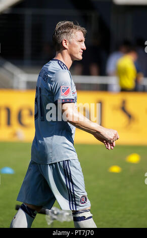 Washington DC, USA. 7 Okt, 2018. Chicago Fire Mittelfeldspieler #31 Bastian Schweinsteiger nach einem MLS Fußball Match zwischen der DC United und die Chicago Fire bei Audi Feld in Washington DC. Justin Cooper/CSM/Alamy leben Nachrichten Stockfoto