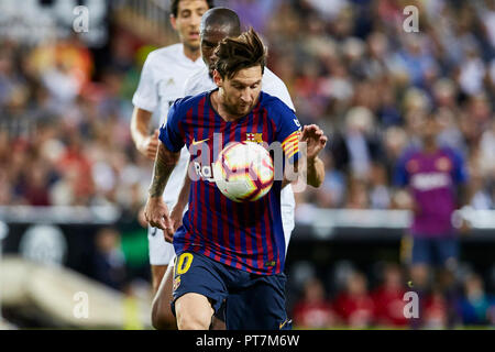 Valencia, Spanien. 7. Sep 2018. Liga Fußball, Valencia CF gegen FC Barcelona; vorwärts Lionel Messi der FCB in Aktion: Aktion plus Sport/Alamy leben Nachrichten Stockfoto