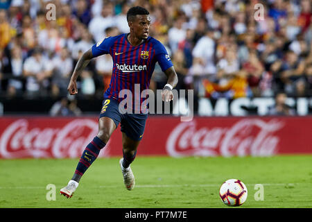 Valencia, Spanien. 7. Sep 2018. Liga Fußball, Valencia CF gegen FC Barcelona; Defender Nelson Semedo der FCB in Aktion: Aktion plus Sport/Alamy leben Nachrichten Stockfoto