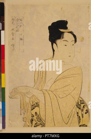 Die Fancy-Free Typ, aus der Serie zehn Arten in der PHYSIOGNOMISCHE Studie der Frauen. Museum: private Sammlung. Autor: Utamaro, Kitagawa. Stockfoto