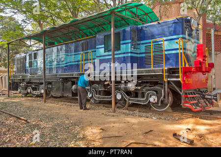 MYSORE RAILWAY MUSEUM INDIEN BLUE DIESEL LOKOMOTIVE Stockfoto