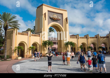 Eingang zu den Universal Studios Florida Themenpark in Orlando, Florida. Stockfoto