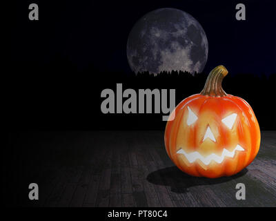 Halloween Kürbis mit Vollmond, Abbildung Stockfoto