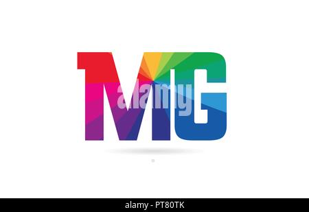 Buchstaben mg m g logo Kombination Design mit Regenbogen Farben geeignet für ein Unternehmen oder ein Geschäft Stock Vektor
