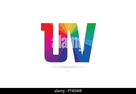 Buchstaben uv u v logo Kombination Design mit Regenbogen Farben geeignet für ein Unternehmen oder ein Geschäft Stock Vektor