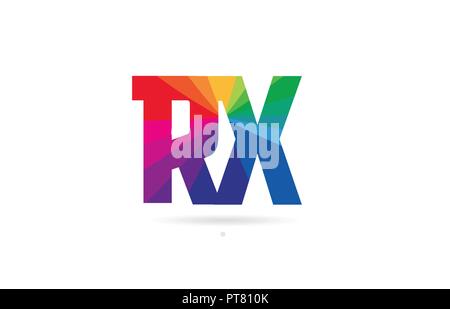 Buchstaben rx r x logo Kombination Design mit Regenbogen Farben geeignet für ein Unternehmen oder ein Geschäft Stock Vektor