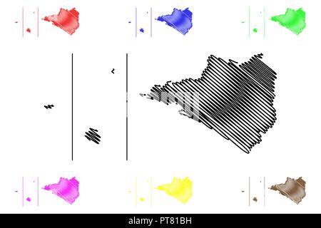 Colima (Vereinigte mexikanische Staaten, Mexiko, Bundesrepublik, Revillagigedo Archipel) Karte Vektor-illustration, kritzeln Skizze freier und souveräner Staat Stock Vektor