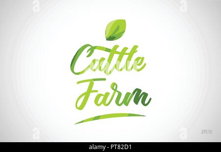 Rinder Farm green leaf Wort auf weißem Hintergrund geeignet für Card Symbol oder Typografie Logo Design Stock Vektor