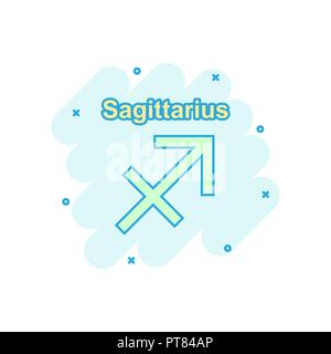Vektor cartoon Schütze Sternzeichen Symbol im Comic-stil. Sternzeichen Abbildung Piktogramm. Schütze Horoskop business splash Wirkung Konzept. Stock Vektor