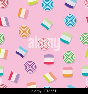 Vektor nahtlose candy Hintergrundmuster. bunte Bonbons und Gummibärchen mit Streifen. Essen Dekoration Textur, gestreifte Regenbogenfarben für Weihnachten und o Stock Vektor