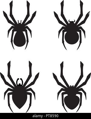 Vektor einrichten von Spider Symbole. Sammlung von Cartoon Spinnen auf weißem Hintergrund Stock Vektor