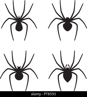Vektor einrichten von Spider Symbole. Sammlung von Cartoon Spinnen auf weißem Hintergrund Stock Vektor