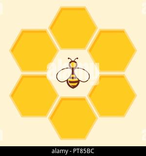 Vektor Biene und wabe Symbol auf weißem Hintergrund. flachbild Hummel logo Cartoon. honey bee Abbildung Stock Vektor