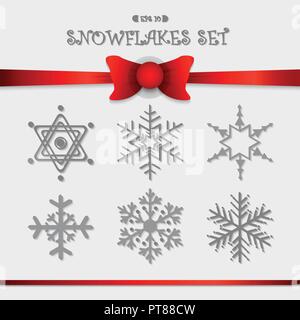 Schneeflocken Icon Set Design für Weihnachten Hintergrund arbeiten, können Sie für die Verwendung als in jedem Thema einstellen. Abbildung: Vector EPS 10. Stock Vektor