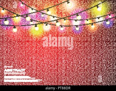 Bunte Lampen Dekoration auf gradient red christmas background, Vector EPS 10. Stock Vektor