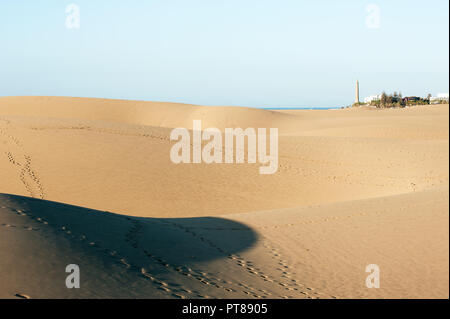 Blick auf Dünen in Maspalomas an einem sonnigen Tag, Gran Canaria, Spanien Stockfoto