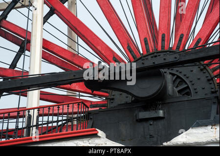 Die Kurbel der Laxey Wheel, Laxey, von der Insel Man Stockfoto