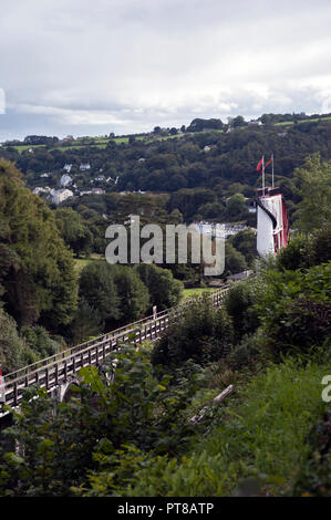 Stange Viadukt, die Laxey Wheel, Laxey, von der Insel Man Stockfoto