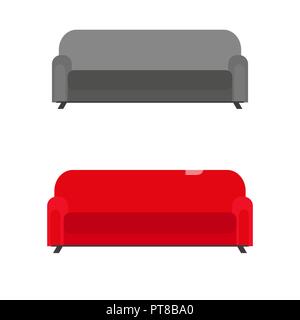 Satz von Sofas mit Kissen auf weißem Hintergrund Stock Vektor