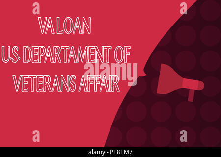 Wort schreiben Text Va Darlehen U.S Departament Angelegenheiten der Veteranen. Business Konzept für Streitkräfte finanzielle Hilfe. Stockfoto