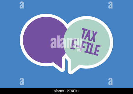 Wort schreiben Text Steuer E-Datei. Das Konzept für die Einreichung der Unterlagen an uns Internal Revenue Service. Stockfoto