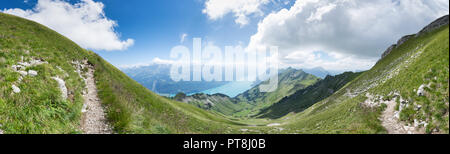 Wandern auf den Hardergrat ridge und Route, Interlaken, Schweiz, EU Stockfoto