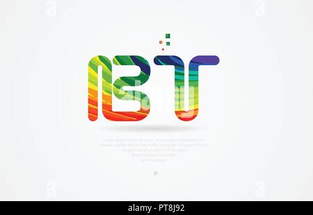 Bt b t Buchstaben logo Symbol Kombination Design mit Regenbogen Farbe Stock Vektor