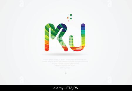 Kj k j Buchstaben logo Symbol Kombination Design mit Regenbogen Farbe Stock Vektor