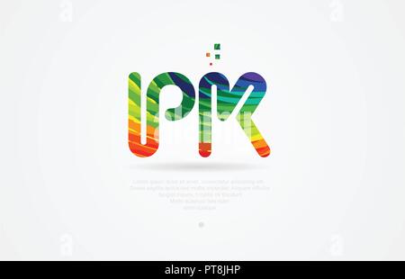 Pk p k Buchstaben logo Symbol Kombination Design mit Regenbogen Farbe Stock Vektor