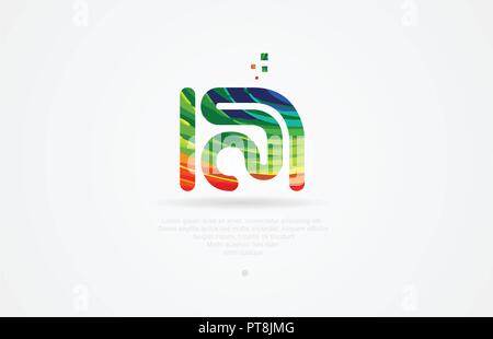 Ia ich einen Brief Alphabet logo Symbol Kombination Design mit Regenbogen Farbe Stock Vektor