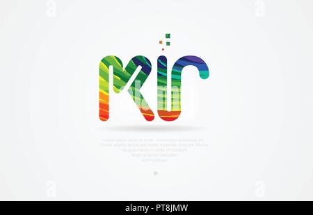 Kr k r Buchstaben logo Symbol Kombination Design mit Regenbogen Farbe Stock Vektor