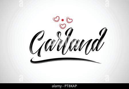 Girlande Stadt text Design mit roten Herzen typografischen Icon Design Geeignet für touristische Förderung Stock Vektor