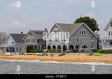 Beachfront Häuser in Madison, Connecticut, USA Stockfoto