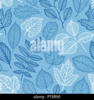 Floralen Muster. Handgezeichneten dekorative Blätter. Nahtlose Hintergrund Vector Illustration Stock Vektor