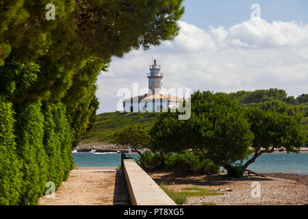 Alcanada lighthose in der Nähe von Port d'Alcudia, Mallorca, Spanien Stockfoto