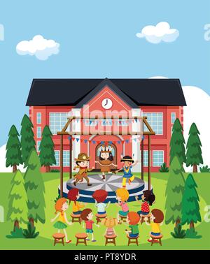 Kinder auf der Bühne Abbildung Stock Vektor