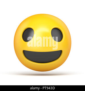 Happy Emoticon 3D Rendering Illustration auf weißem Hintergrund Stockfoto