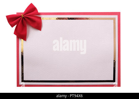 Christmas Card red ribbon Bow Stockfoto