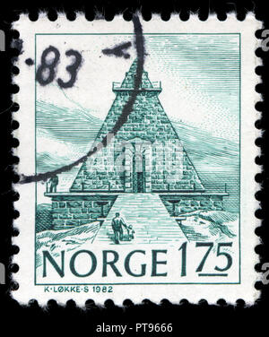 Poststempel Stempel aus Norwegen in den Gebäuden der Serie 1982 ausgestellt Stockfoto