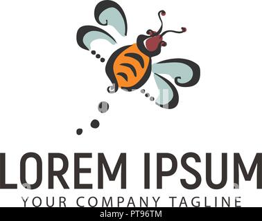 Biene Hand gezeichnet Logo Design Konzept Vorlage Stock Vektor