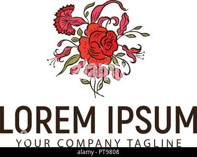 Blume Hand gezeichnet Logo. Hochzeit Design Konzept Vorlage Stock Vektor