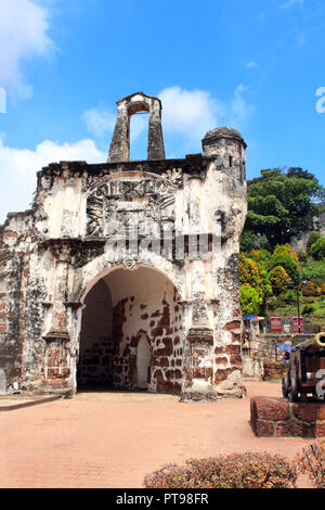 Ruinen von Kota A Famosa - portugiesischen Festung in Malakka, Malaysia. Weltkulturerbe der UNESCO Stockfoto