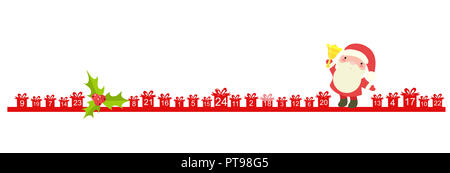 Weihnachten Adventskalender mit Elementen in naive Hand gezeichneten Stil. Satz von Winterurlaub Weihnachten Symbole mit Santa Claus, Stechpalme Beeren und Geschenke mit num Stockfoto