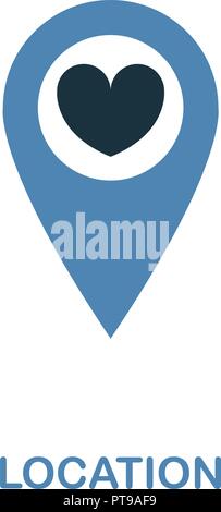 Symbol für Einsatzort in zwei Farben Design. Einfaches element Abbildung. Ort kreative Symbol aus Flitterwochen Sammlung. Für web design, Apps und Drucken. Stock Vektor