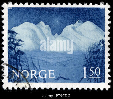 Poststempel Stempel aus Norwegen in die natürlichen Schönheiten der Serie 1965 ausgestellt Stockfoto